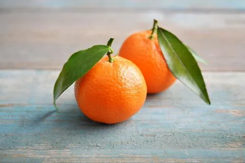 Tangerines with leaves Stock Photos