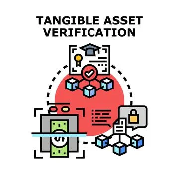 Tangible asset verification concept for blockchain technology Stock Illustration