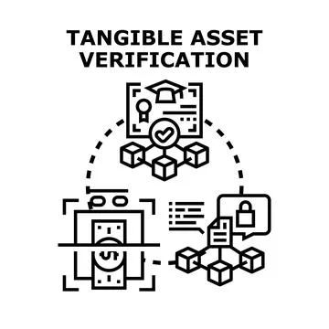 Tangible asset verification concept for blockchain technology Stock Illustration