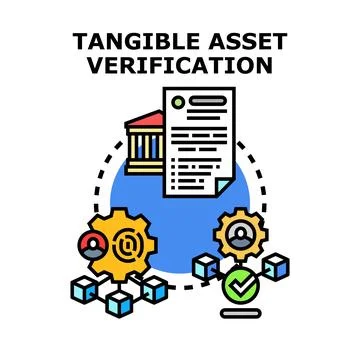 Tangible asset verification process managing financial property Illustrazione stock