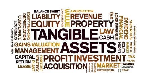 Tangible Assets animated word cloud,animation kinetic typography seamless loop. 스톡 동영상 310461019