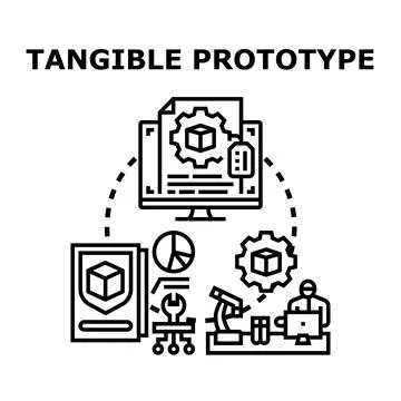 Tangible prototype development process creating a new product Illustrazione stock