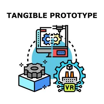 Tangible prototype engineering and virtual reality development concept Illustrazione stock