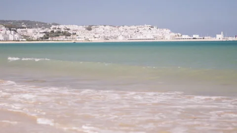 Tangier beach view with waves Video stock 240319618