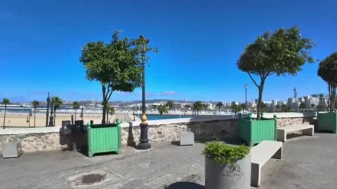 Tangier Corniche Viewpoint with Marina and City Panorama Stock Footage 333934623