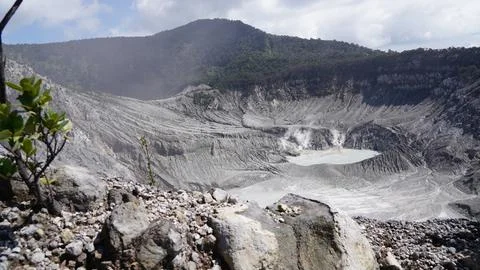 Tangkuban Perahu Volcano Crater Java Indonesia Landscape Stock Photos