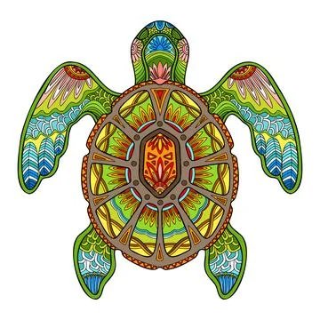 Tangle abstract sea turtle vector colorful isolated illustration Illustrazione stock