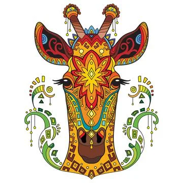 Tangle african giraffe vector colorful isolated illustration Illustrazione stock