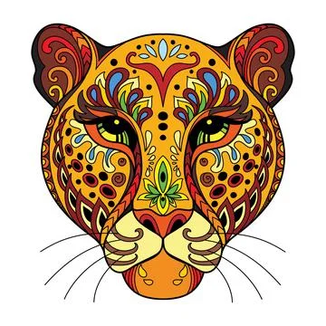 Tangle african leopard vector colorful isolated illustration Illustrazione stock
