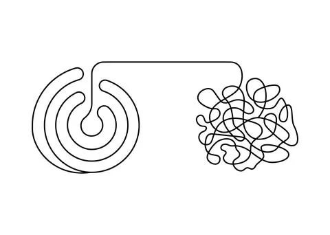 Tangle and untangle, change logic mind with scheme and confused creative thin Stock Illustration