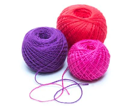 Tangle of colored thread for tatting. White background Stock Photos