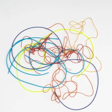 Tangle of colored threads 写真素材