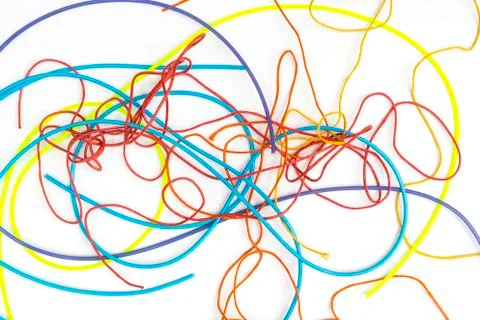 Tangle of colored threads 写真素材