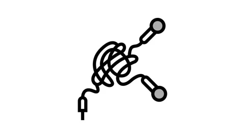 Tangle earphone cable color icon animation Stock Footage 224421885