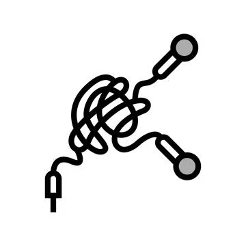 Tangle earphone cable color icon vector illustration Illustrazione stock
