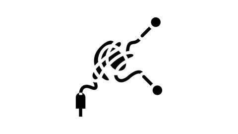 Tangle earphone cable glyph icon animation Stock Footage 222802462