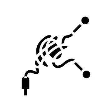 Tangle earphone cable glyph icon vector illustration Illustrazione stock