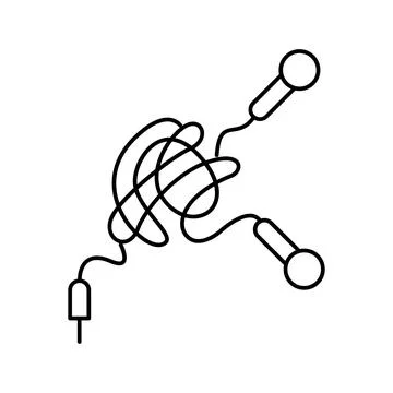 Tangle earphone cable line icon vector illustration Illustrazione stock