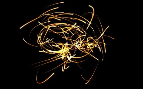 A tangle of fiery glowing lines.Flying fire sparks. Abstract background Stock Illustration