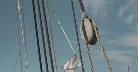 Tangle of knots of a beautiful sailing ship Stock Footage 142804896