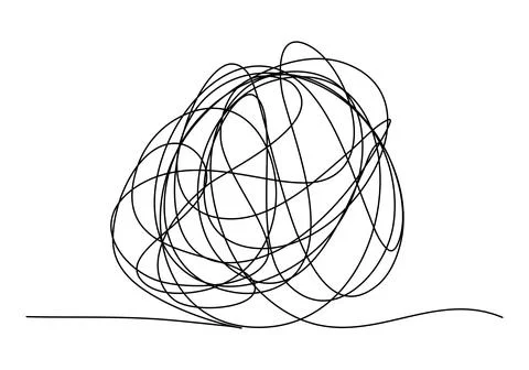 Tangle, mess and confuse. One line drawing. Vector illustration. Stock Illustration