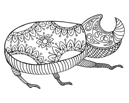 Tangle pattern and zen doodle bug 스톡 일러스트