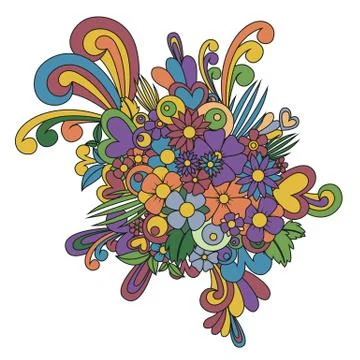 Tangle pattern beautiful flowers. Stock Illustration