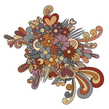 Tangle pattern is a multicolored floral print. Stock Illustration