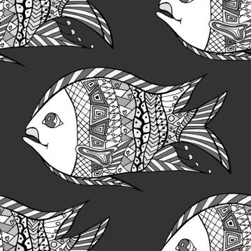 Tangle Patterns fish background Illustrazione stock
