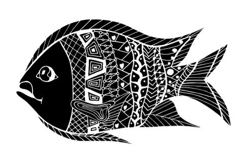 Tangle Patterns stylized Fish Stock Illustration