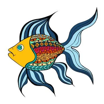 Tangle Patterns stylized Fish Illustrazione stock