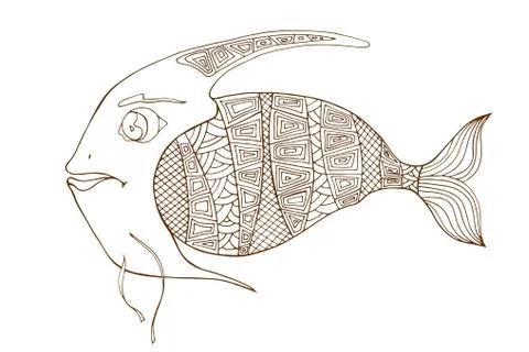 Tangle Patterns stylized Fish Stock Illustration