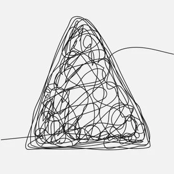 Tangle Scrawl Sketch Vector. Drawing Triangle. Hand Drawn Line. Chaos Stock Illustration
