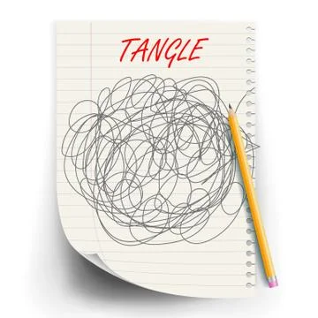 Tangle Scrawl Sketch Vector. Drawing Circle. Tangled Chaotic Doodle. Mind Illustrazione stock