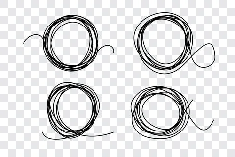 Tangle tangled thread Doodle illustration of chaotic thread in a circle Stock Illustration