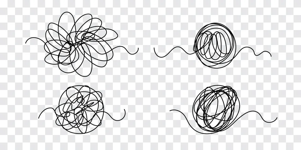 Tangle tangled thread Doodle illustration of chaotic thread in a circle Stock Illustration