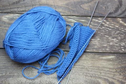 Tangle of thread and knitting needles Stock Photos