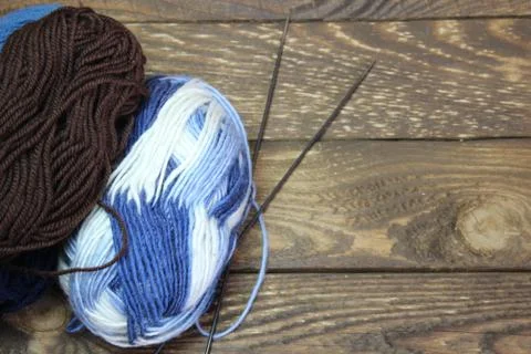 Tangle of thread and knitting needles Stock Photos