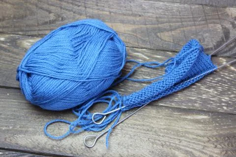 Tangle of thread and knitting needles Stock Photos