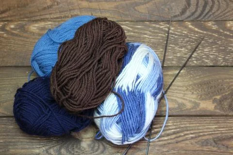 Tangle of thread and knitting needles Stock Photos