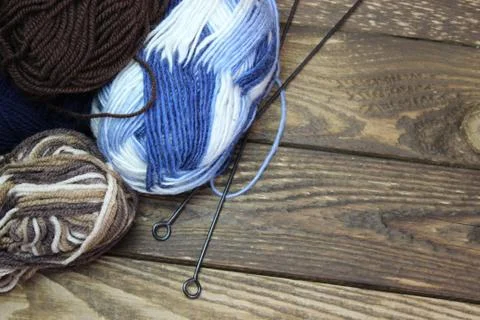 Tangle of thread and knitting needles Stock Photos