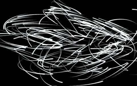 A tangle of white glowing lines. Abstract background Illustrazione stock