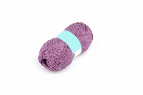 Tangle of yarn with blank label on white background skein Knitting isolated o Stock Photos