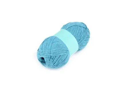 Tangle of yarn with blank label on white background skein Knitting isolated o Stock Photos