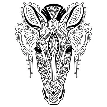 Tangle zebra coloring book page for adult Stock Illustration