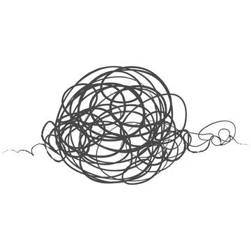 Tangled abstract scribble with hand drawn line. Doodle  vector drawn tangles, Illustrazione stock