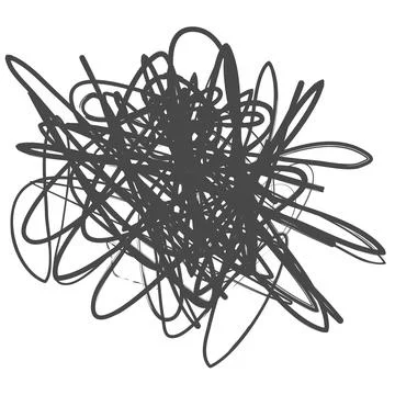 Tangled abstract scribble hand drawn line. Doodle vector tangles, black ines, Illustrazione stock