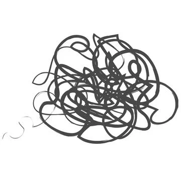 Tangled abstract scribble hand drawn line. Doodle vector tangles, black ines, Illustrazione stock