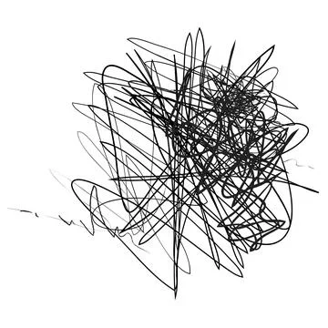 Tangled abstract scribble hand drawn line. Doodle vector tangles, black ines, Stock Illustration