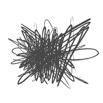 Tangled abstract scribble hand drawn line. Doodle vector tangles, black ines, Stock Illustration